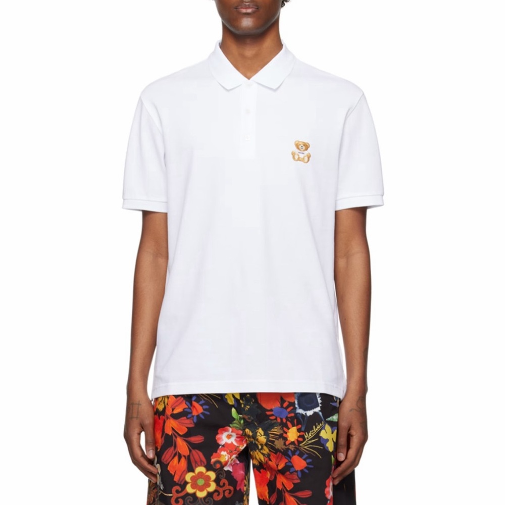 NWT Moschino White Polo with Teddy Patch
